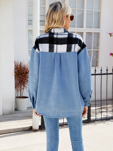 Stilla | Plaid Snap Down Denim Jakke