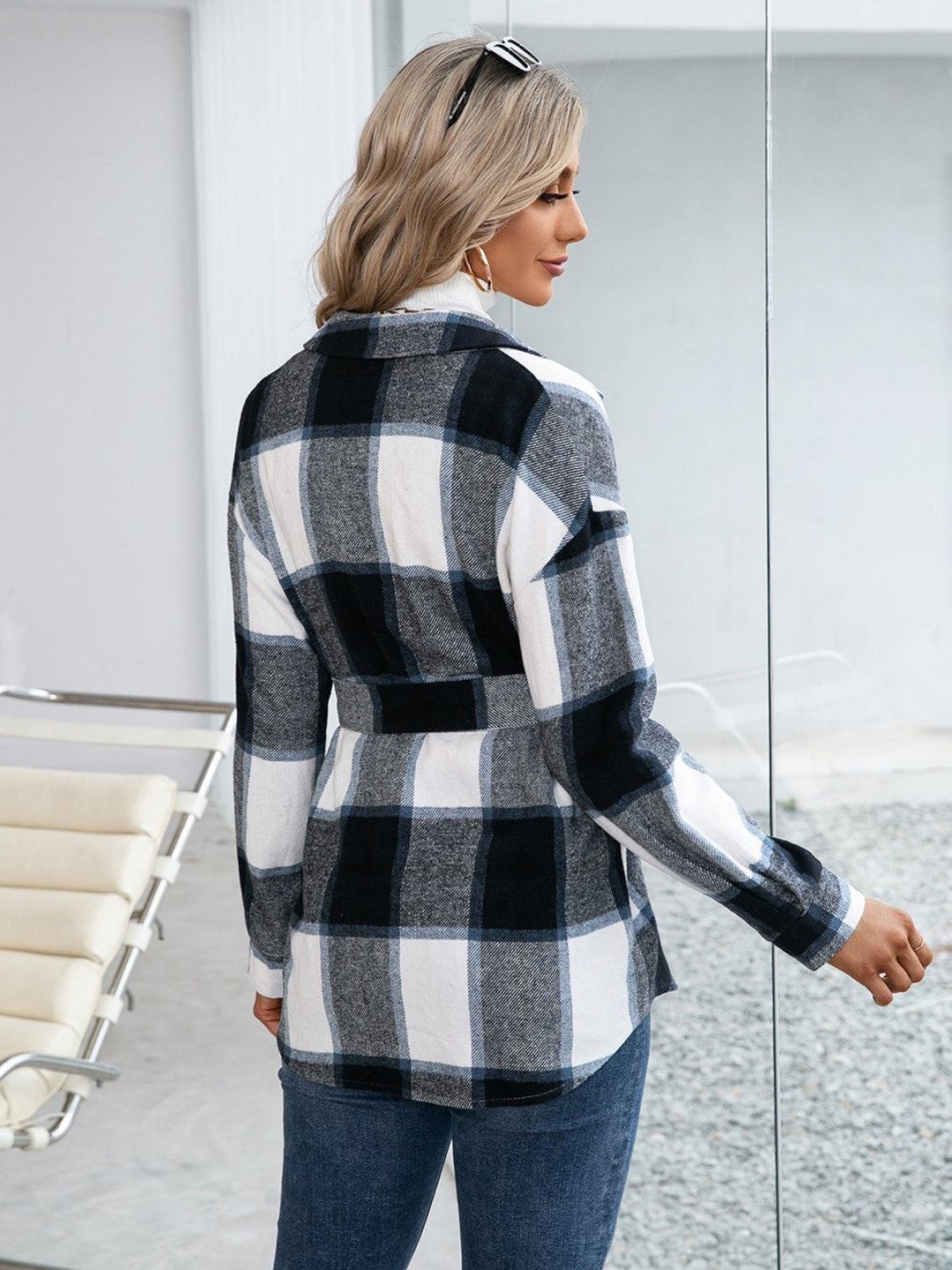 Stilla | Lane Plaid Button Up Langærmet Shacket