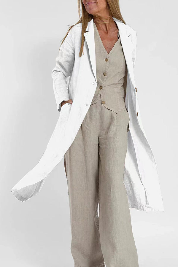 Stilla | Let Linned Blazer Frakke Med Lommer