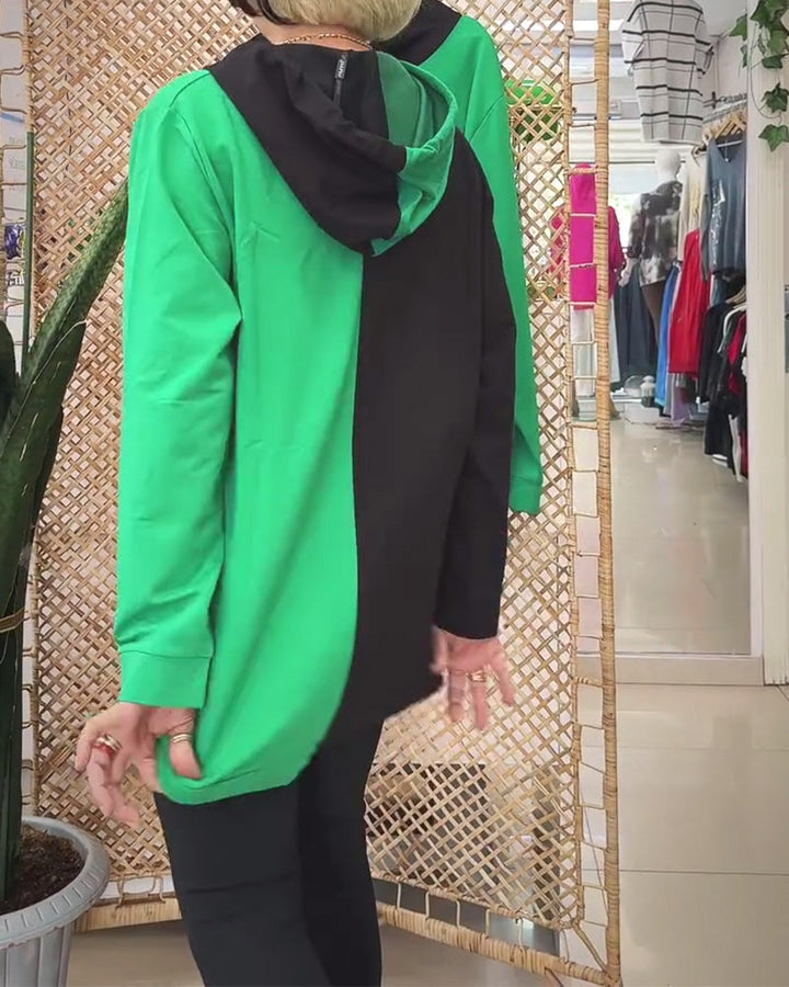 Stilla | Sweatshirt med hætte og farvebloktryk