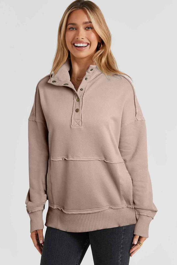 Stilla | Snap Drop Shoulder Langærmet Sweatshirt