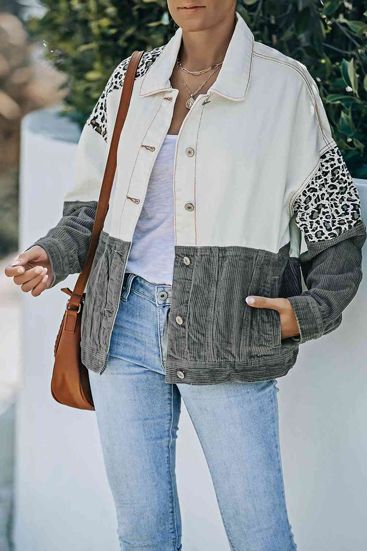 Stilla | Color Block Button-up Corduroy Shacket