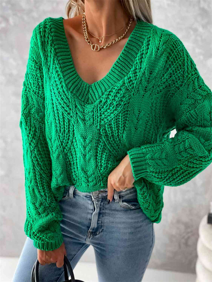 Stilla | Hals Cable-strikket Langærmet Sweater