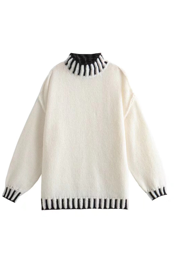 Stilla | Cozy Rullehals Sweater med Farveblokmønster