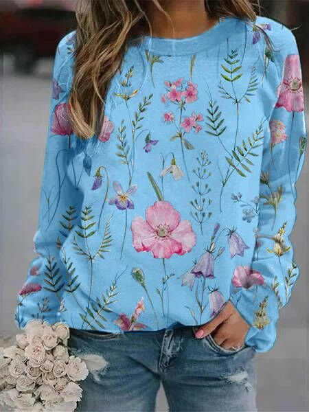 Stilla | Glad Sweater Med Blomstermønster