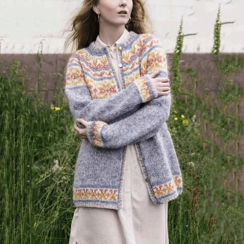 Stilla | Vintagestrikjakke med knapper og islandske mønstre