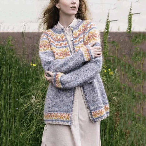 Stilla | Vintagestrikjakke med knapper og islandske mønstre