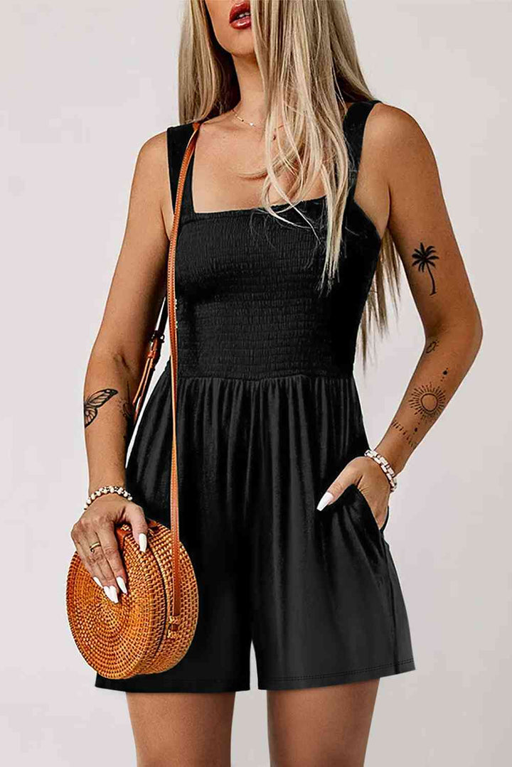 Stilla | Nakke Smocked Romper Med Lomme