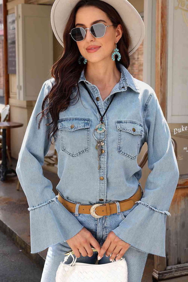 Stilla | Front Flare Sleeve Denim Top