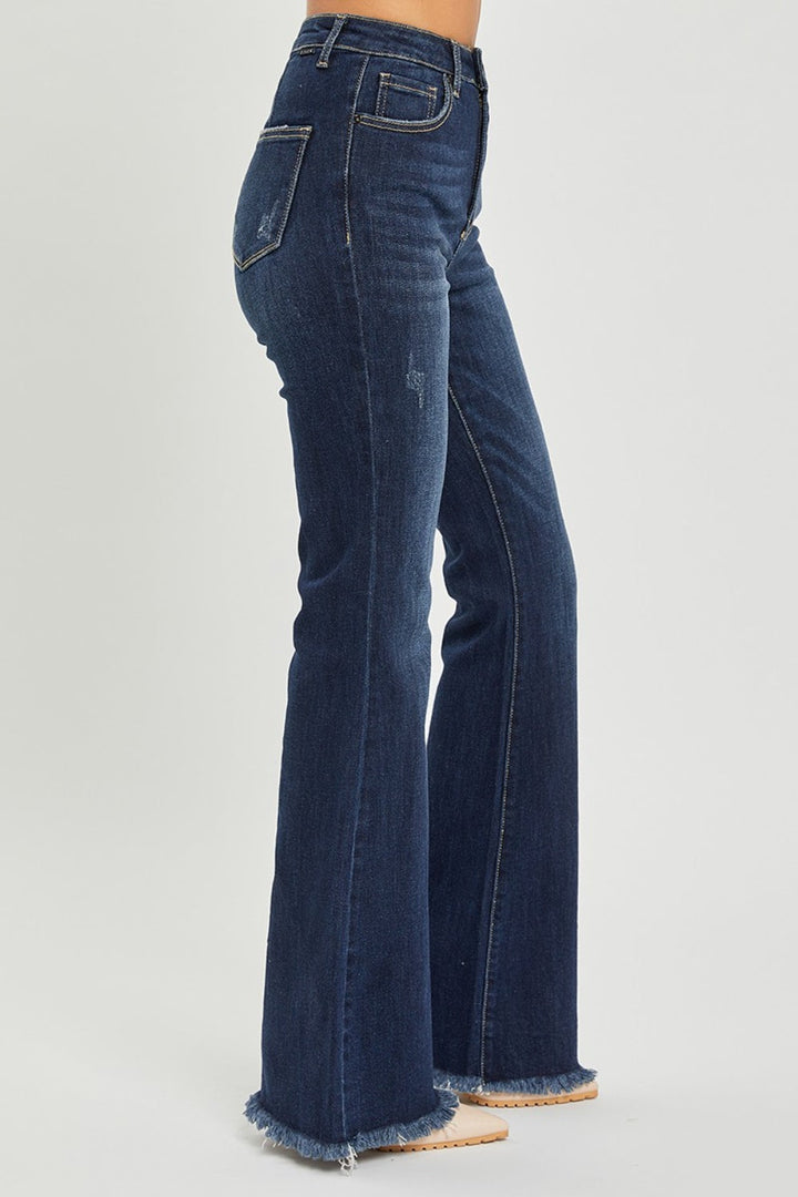 Stilla | Høj Talje Raw Hem Flare Jeans
