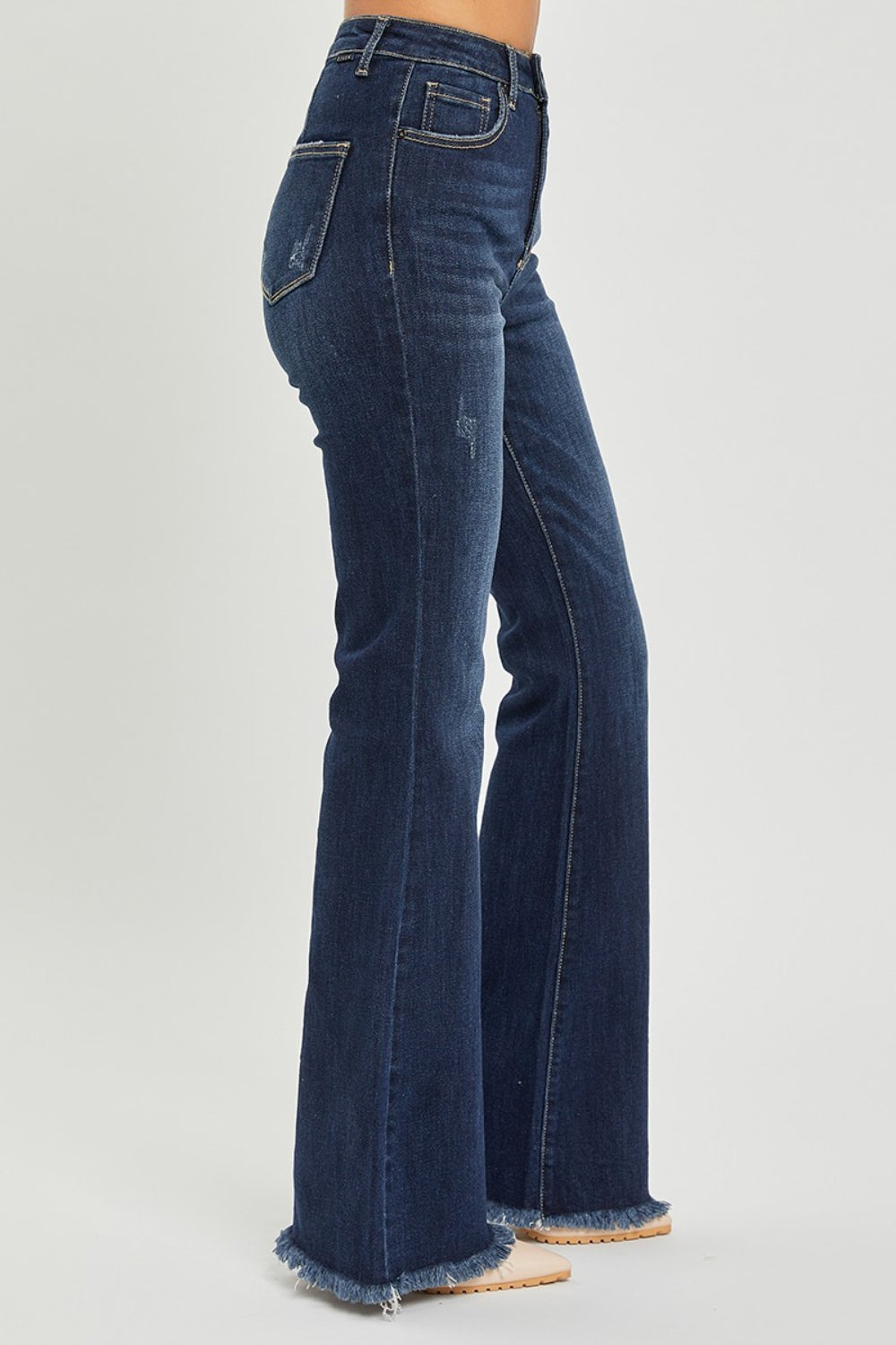 Stilla | Høj Talje Rå Kant Flare Jeans