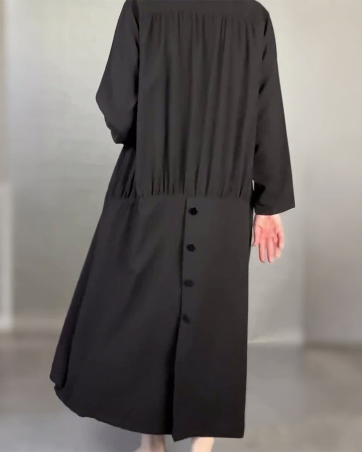 Stilla | Plus Size Kjole med Knapper I Ensfarvet