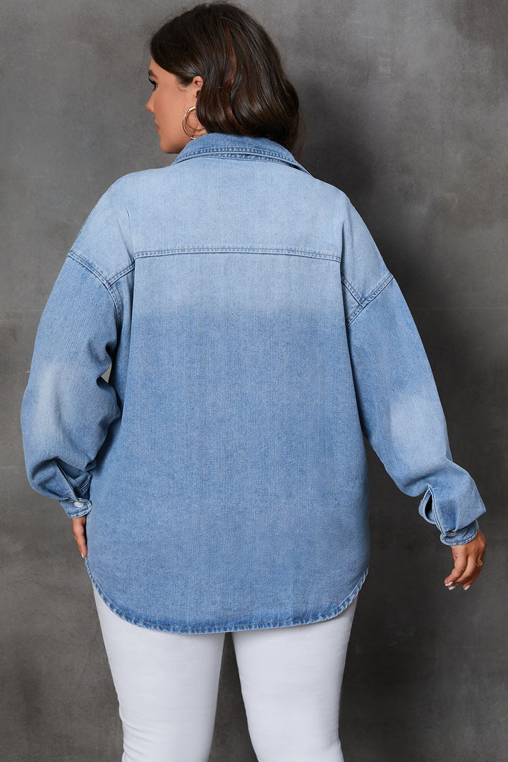 Stilla | Størrelse Knap Op Lommer Denim Top