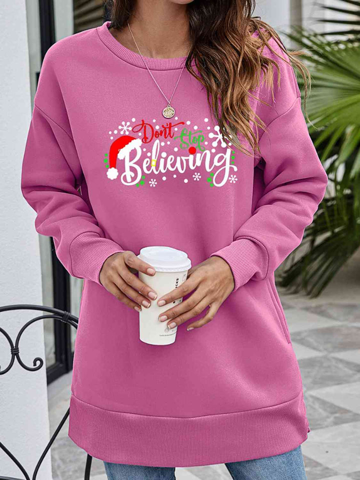 Stilla | Stop Believing Graphic Drop Shoulder Sweatshirt