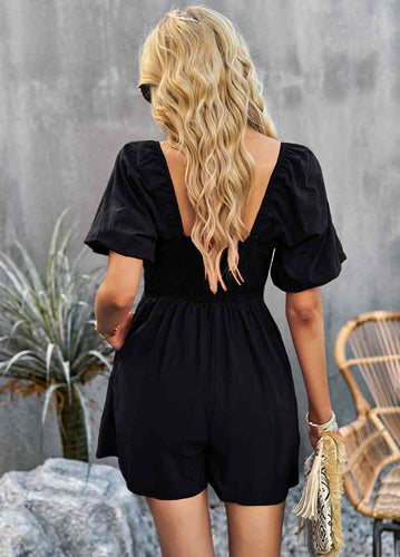 Stilla | Hals Kortærmet Smocked Romper
