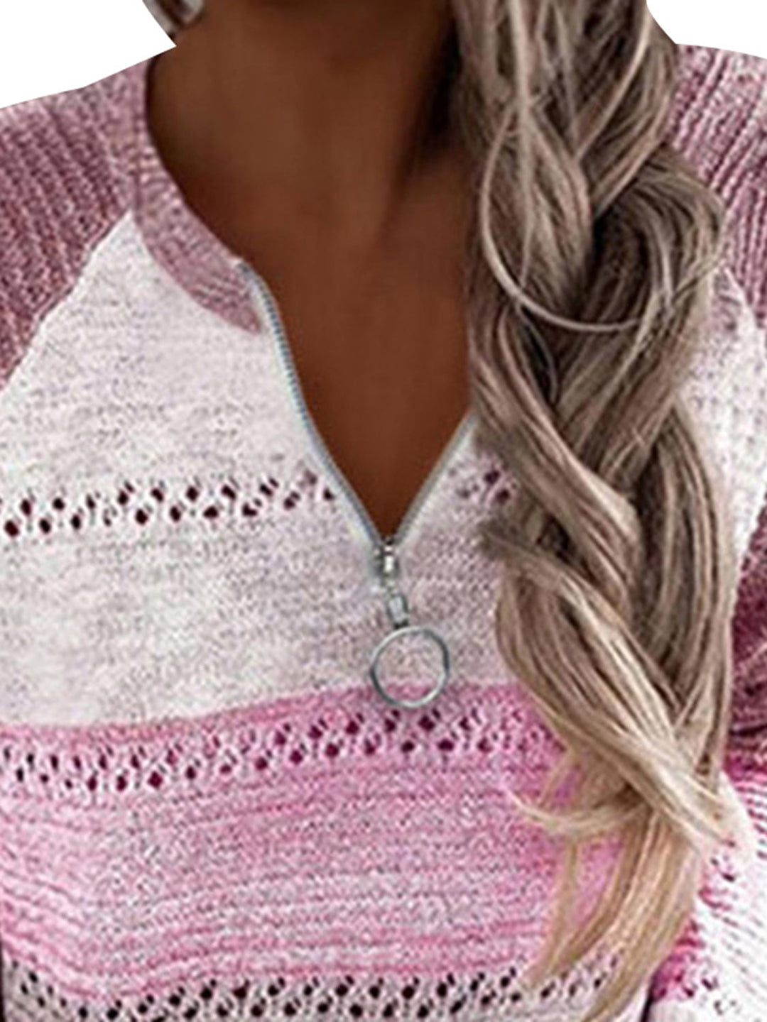 Stilla | Størrelse Farveblok Halv Lynlås Sweater