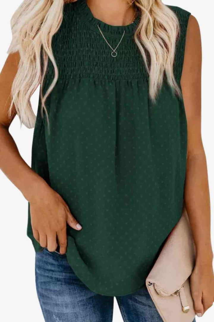 Stilla | Smocked Tie Back Frill Trim Tank