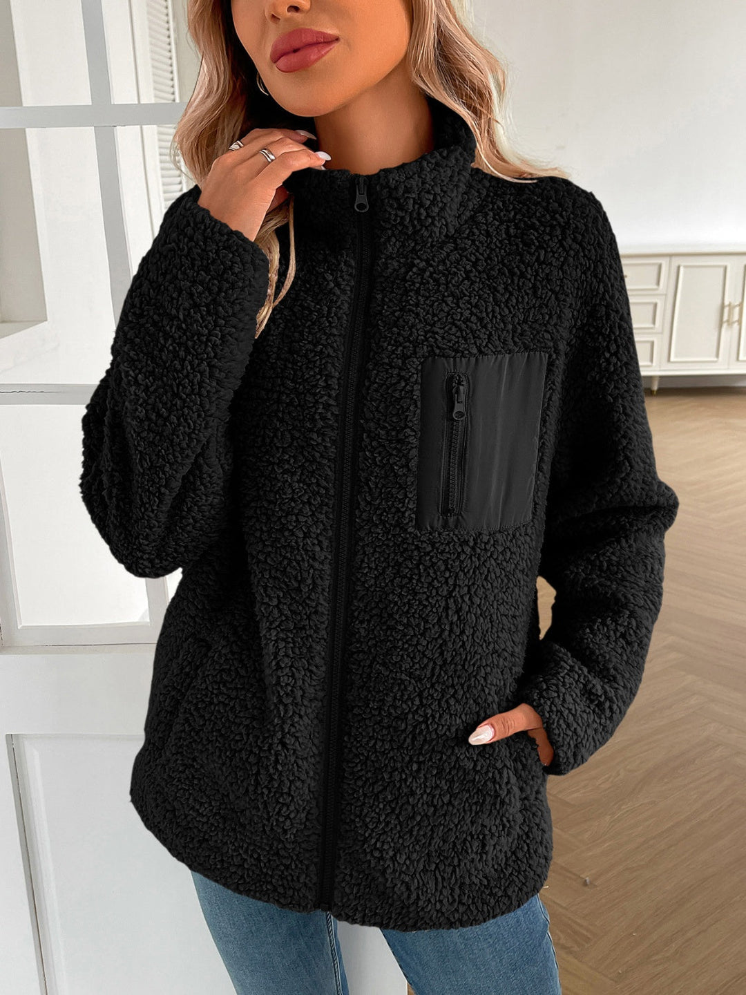 Stilla | Lane Zip Up Langærmet Fuzzy Jakke