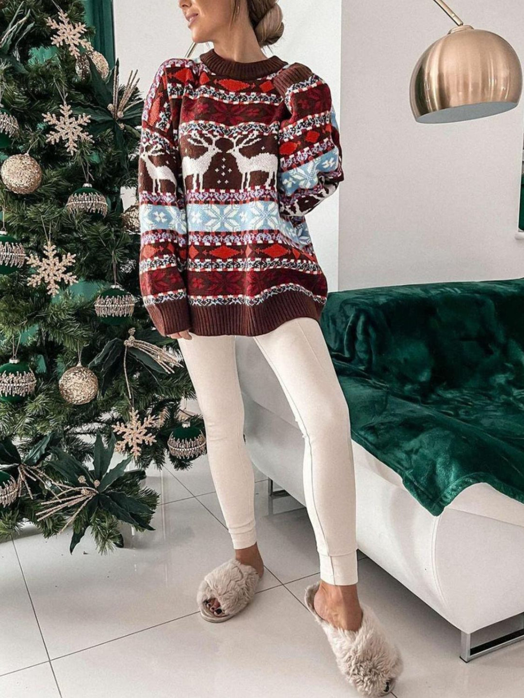 Stilla | Pullover med Rund Geometrisk Halslinje og Faldende Skuldre