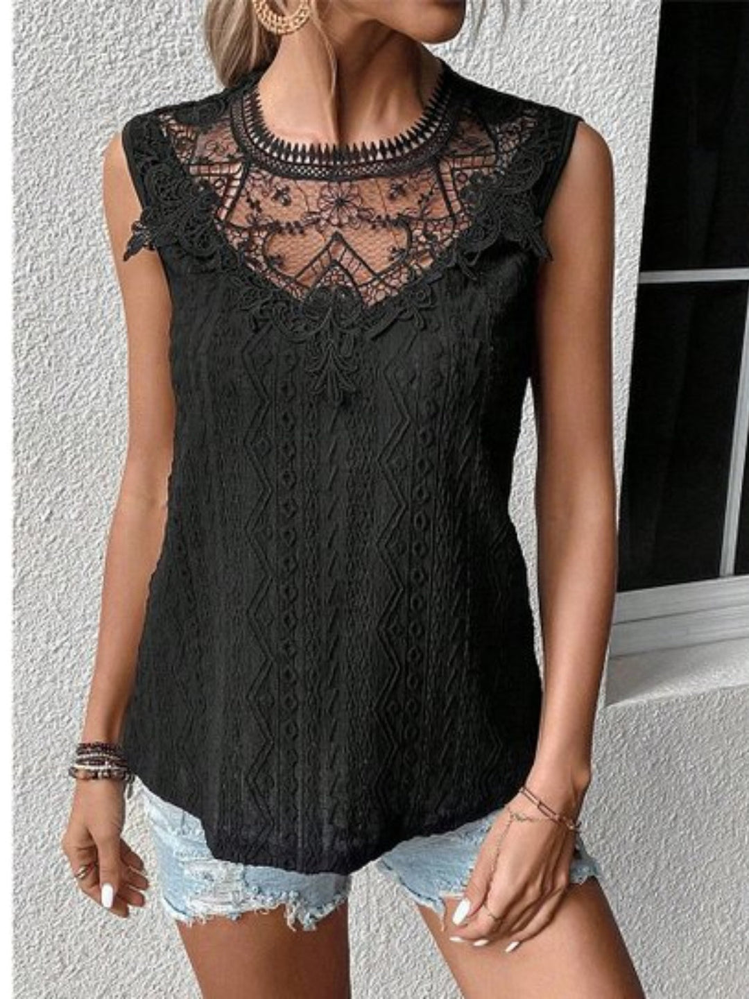 Stilla | Eyelet Ærmeløs Top