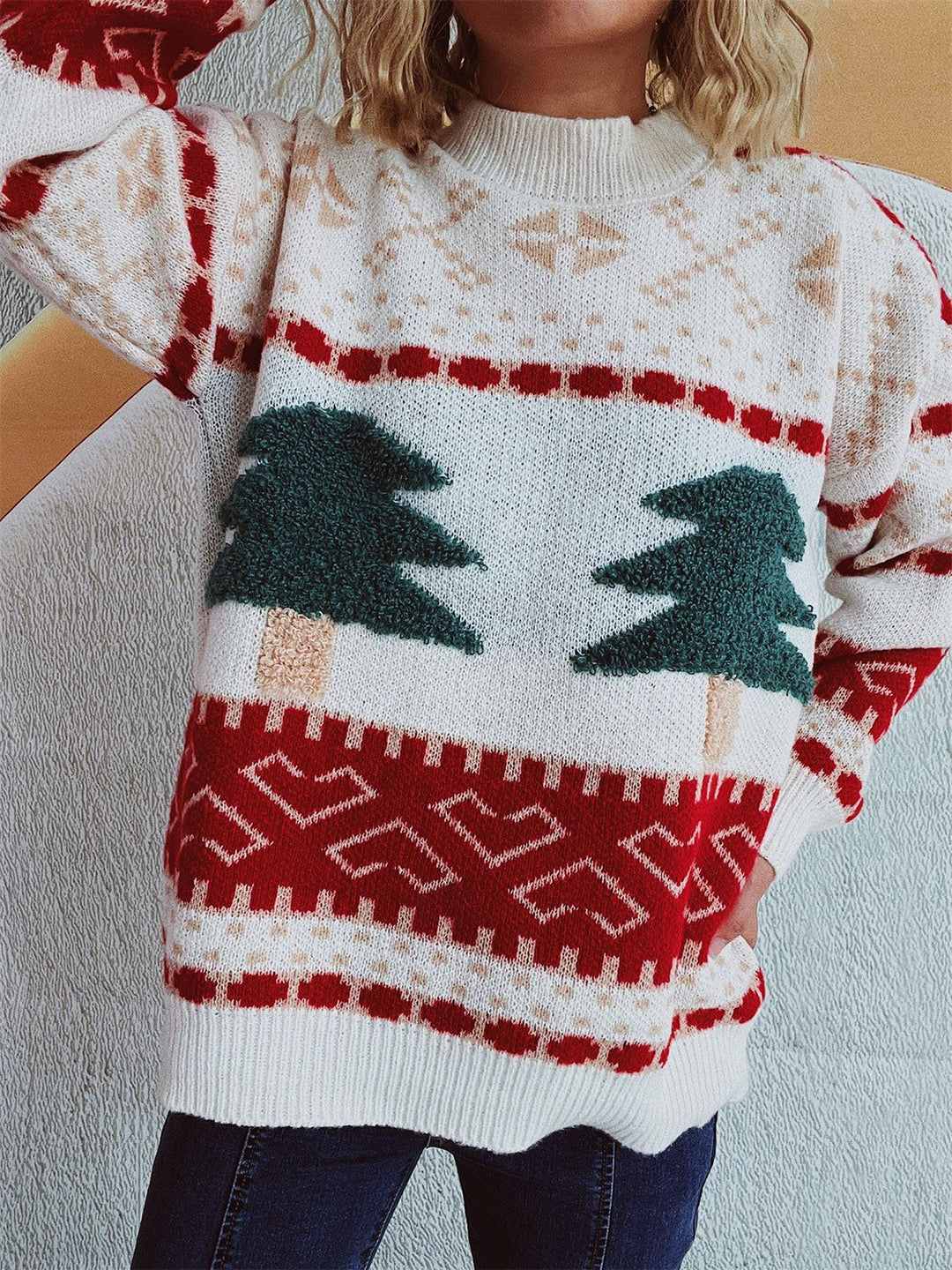Stilla | Langærmet julesweater med høj krave