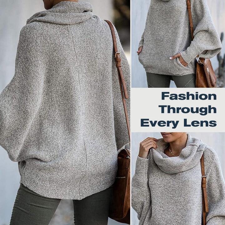 Stilla | Cozy Batwing Sweater med Vandfaldsudskæring og Lommer