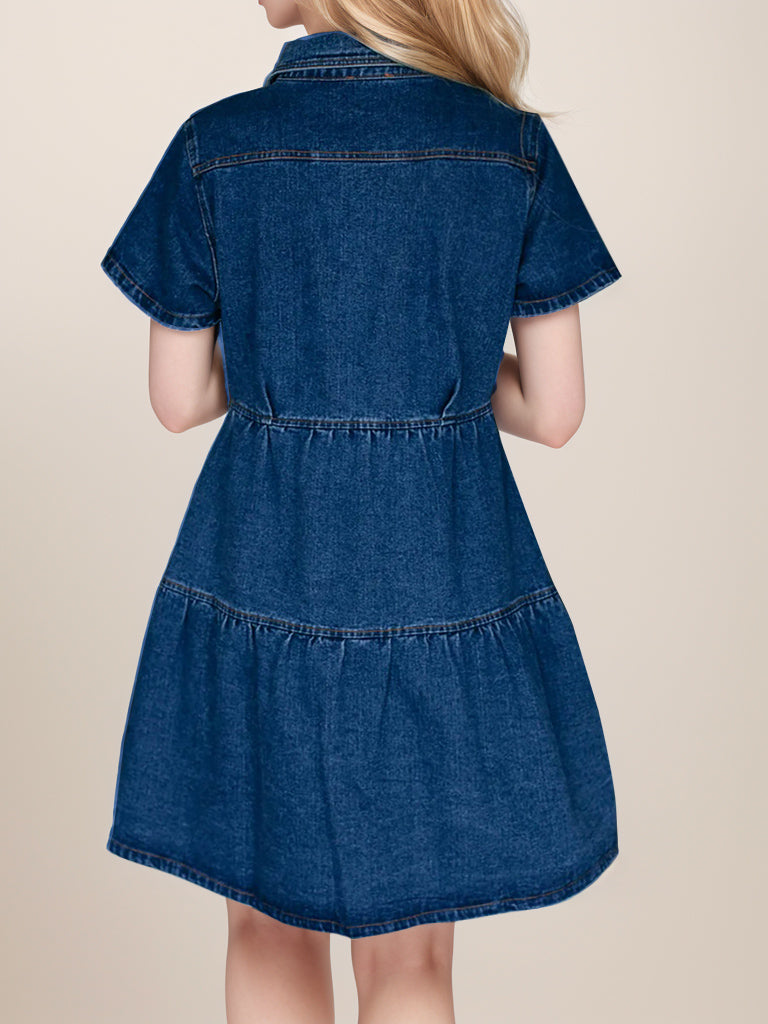 Stilla | Up Kortærmet Denim Kjole