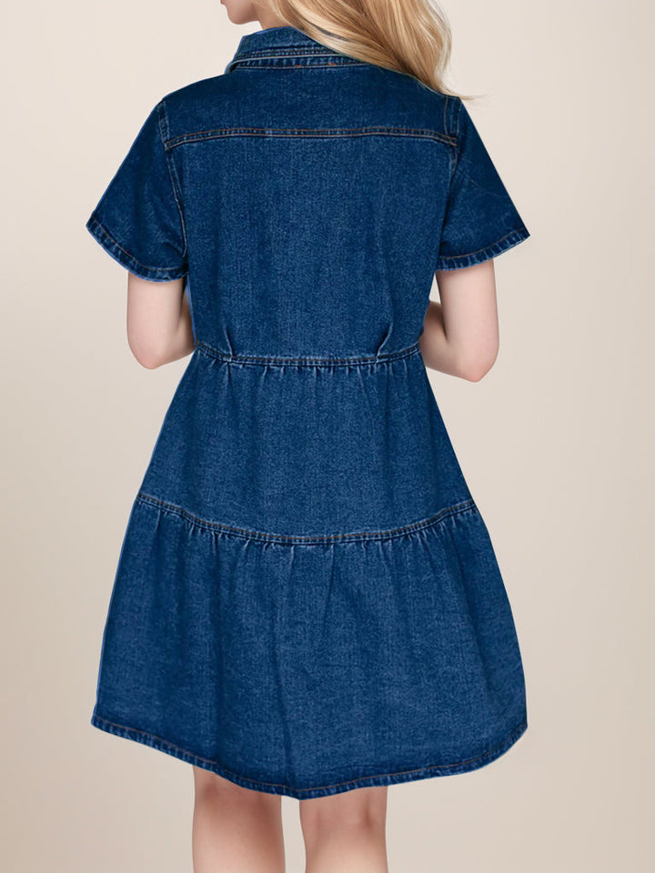 Stilla | Up Kortærmet Denim Kjole