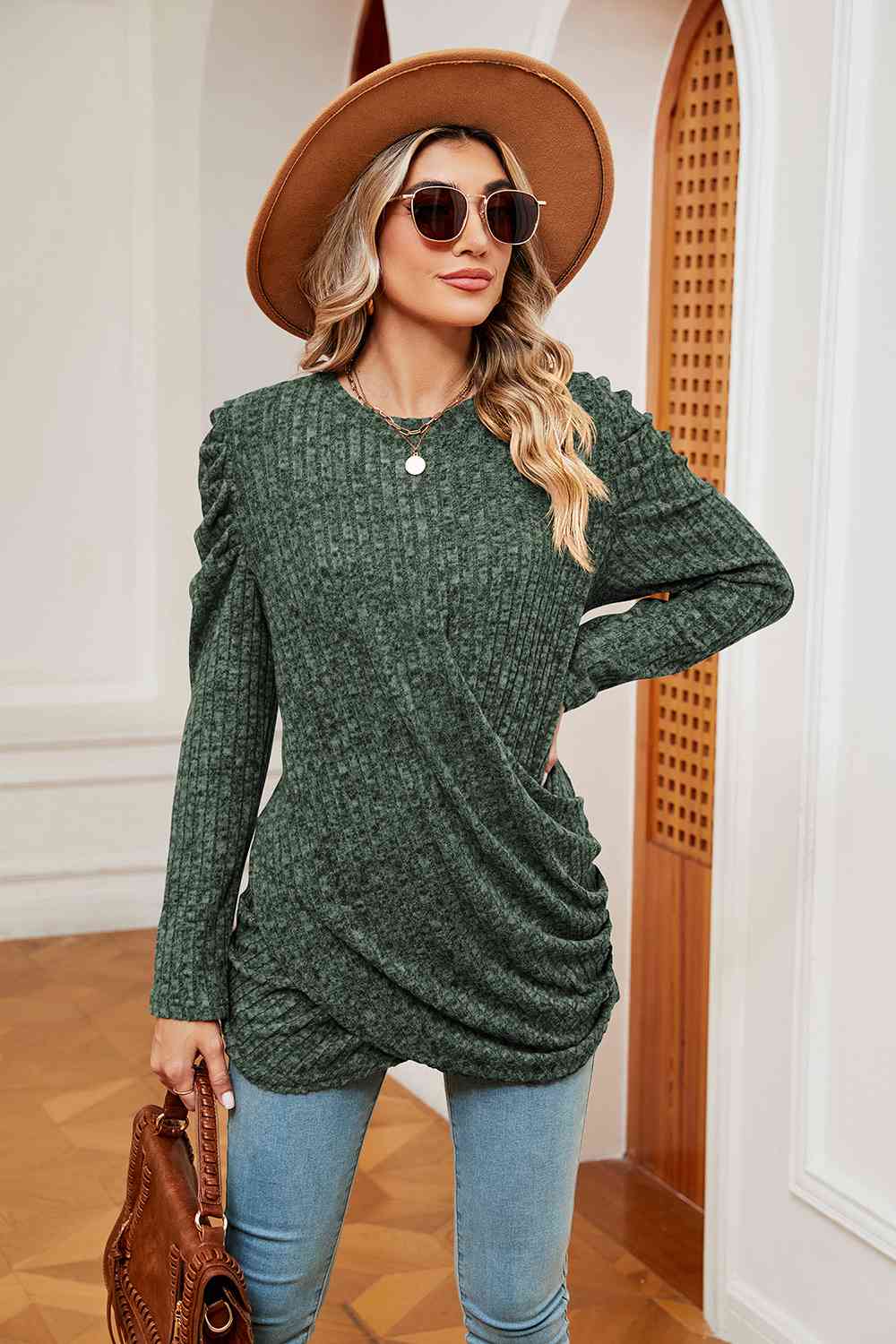 Stilla | Ærme Ribbet Twisted Top