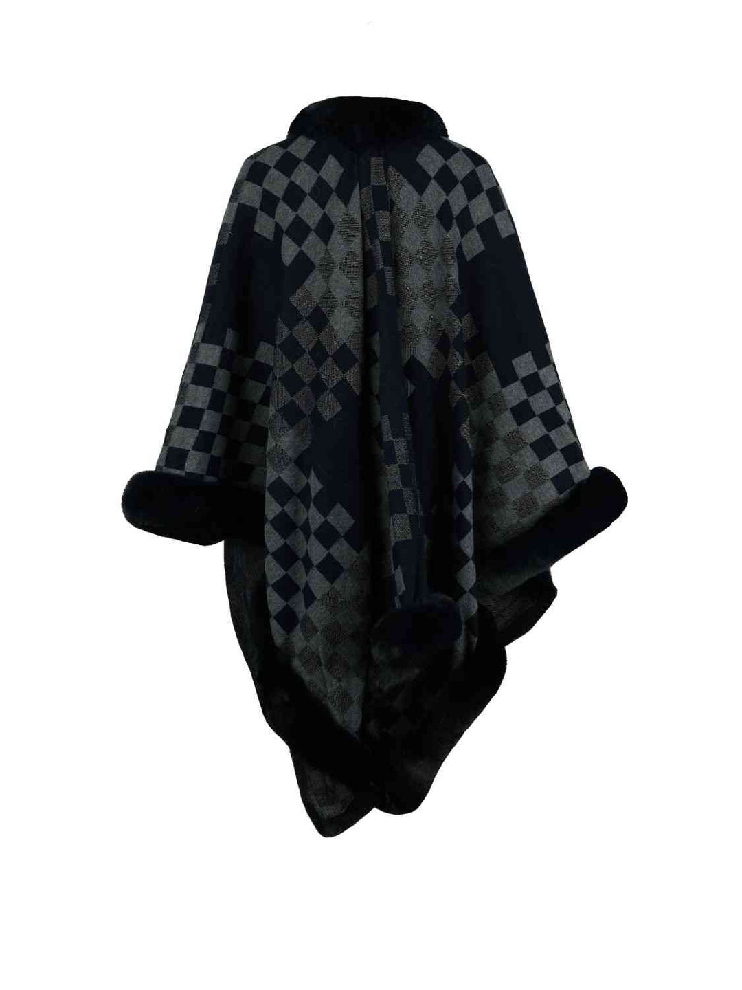 Stilla | Faux Fur Trim Poncho