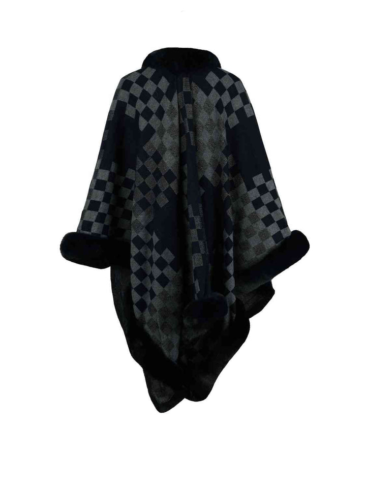 Stilla | Faux Fur Trim Poncho
