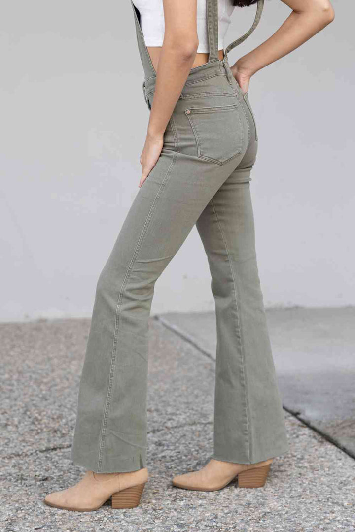 Stilla | Blå Full Size Kelsey Flare Tummy Control Overalls