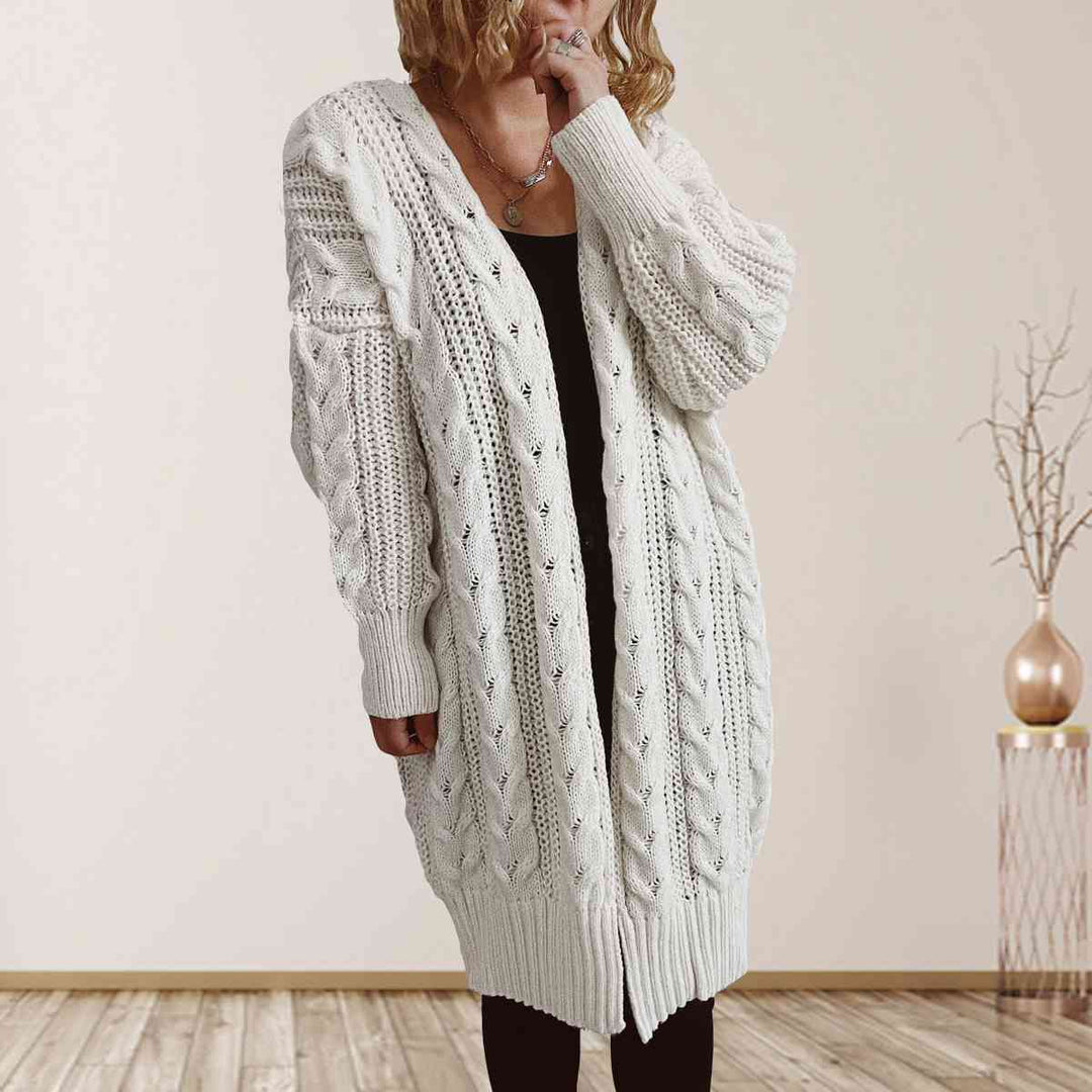 Stilla | Strik Åben Front Nedsat Skulder Cardigan