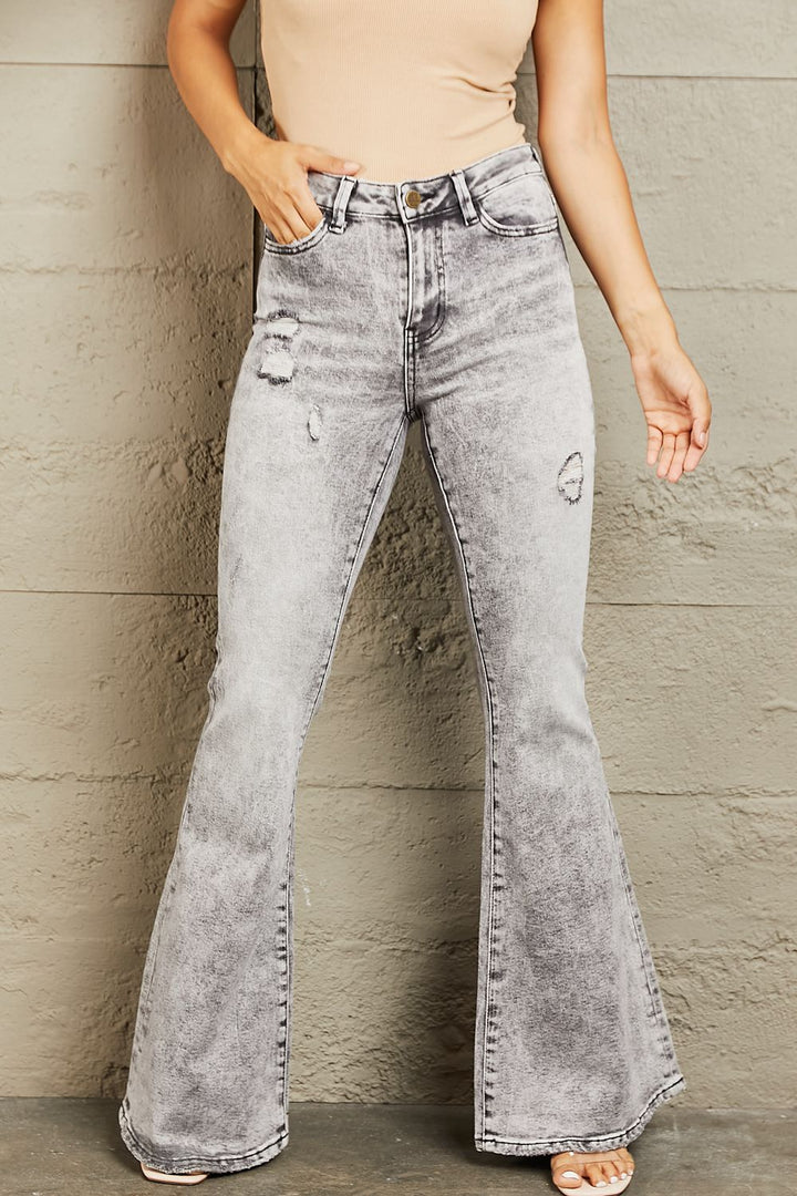 Stilla | Højtaljede Acid Wash Flared Jeans