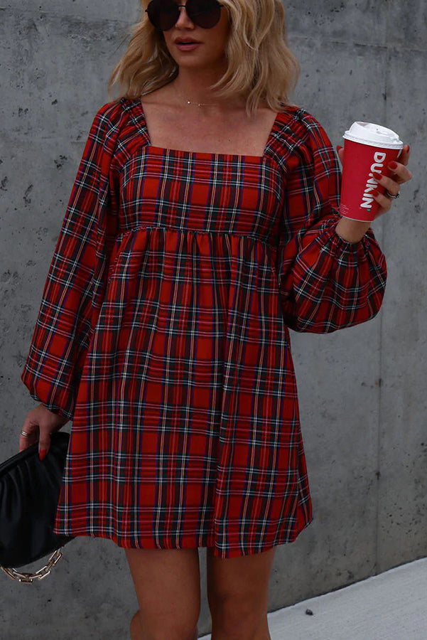 Stilla | A-lovely Time Plaid Babydoll Kjole
