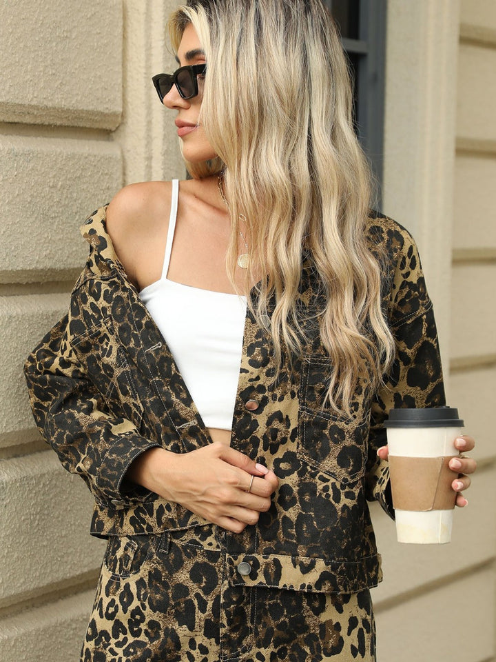 Stilla | Leopard Langærmet Denimjakke