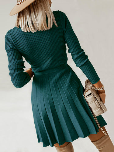 Stilla | Neck Tie Front Plisseret Sweater Kjole