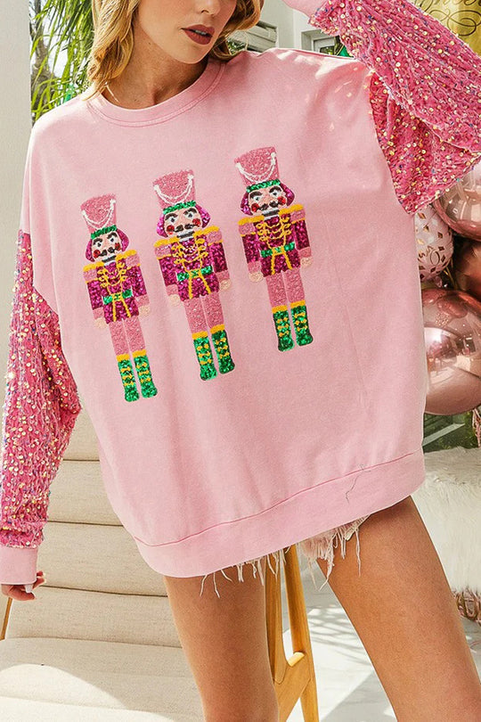 Stilla | Jul Løs Rundhals Pailletter Ærme Sweatshirt