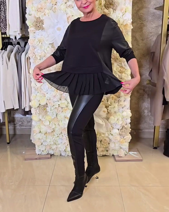 Stilla | Langærmet Sweatshirt med Patchwork Detaljer