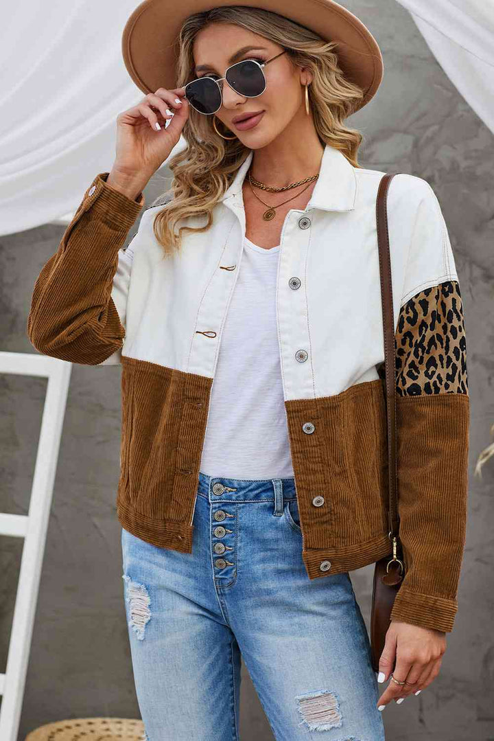 Stilla | Color Block Button-up Corduroy Shacket