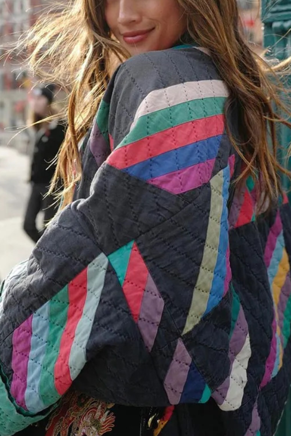 Stilla | Trykt Patchwork Bomuldsjakke
