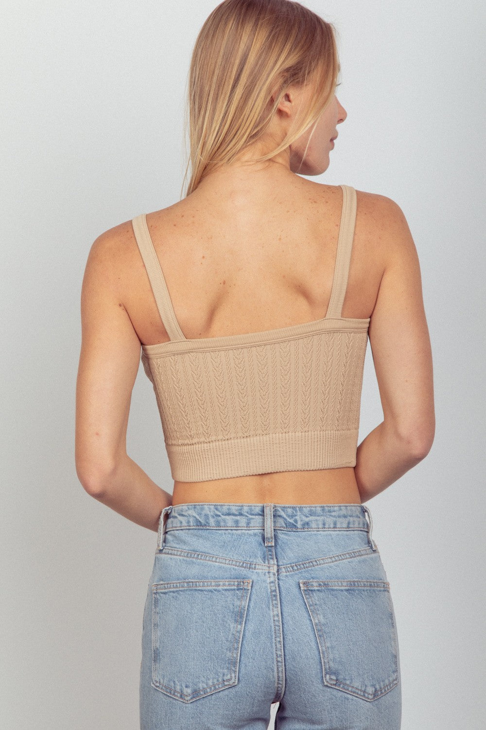 Stilla | J Cable Knit Seamless Cropped Cami