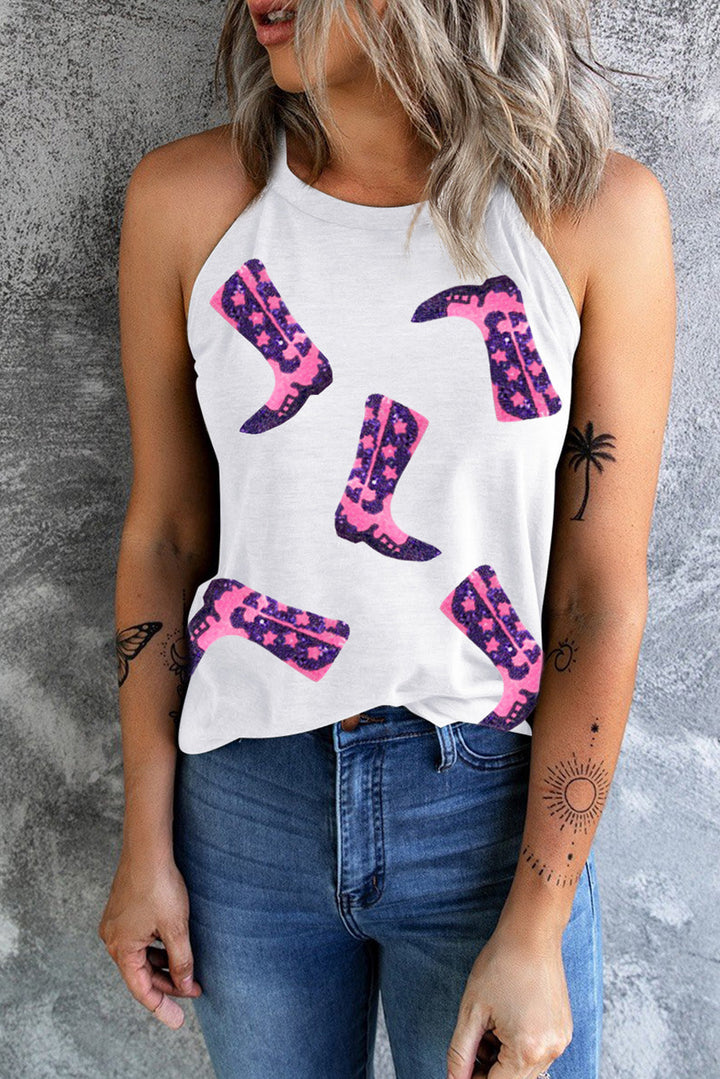Stilla | Boots Print Rund Hals Tank