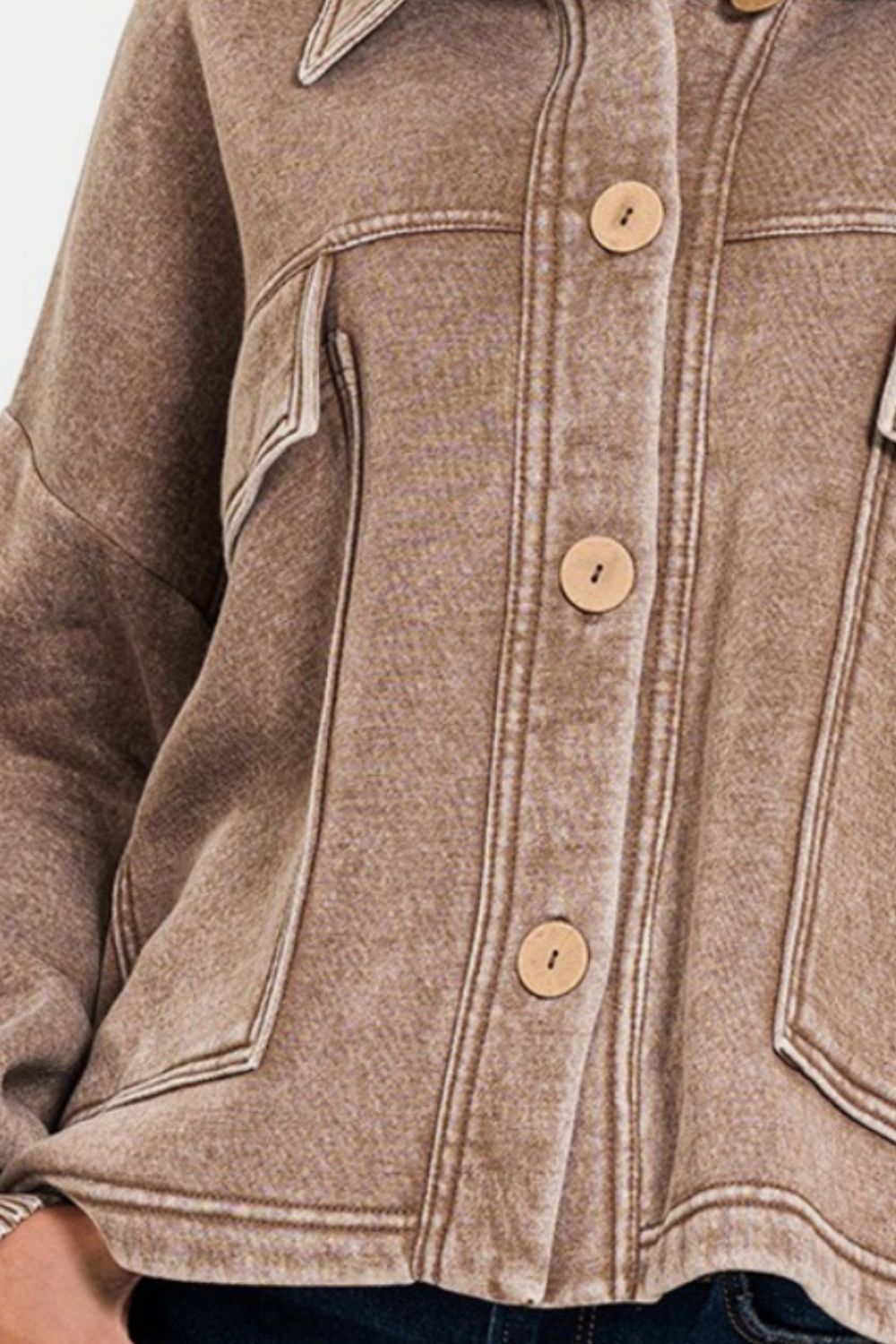 Stilla | Vask Fleece Front Pocket Knap-Up Shacket