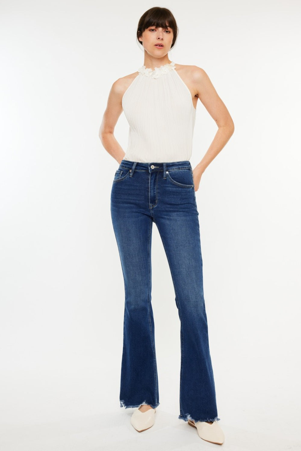 Stilla | Cat's Whiskers Raw Hem Flare Jeans