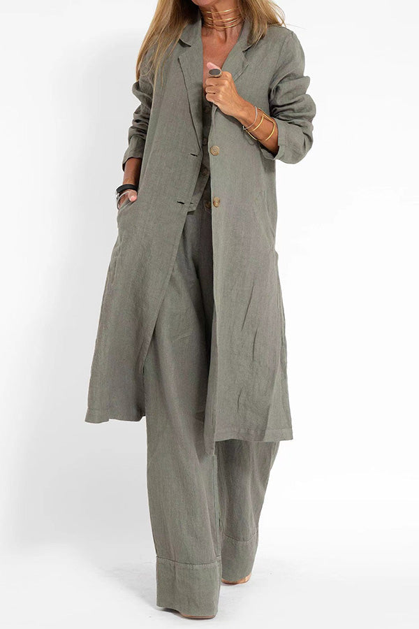 Stilla | Let Linned Blazer Frakke Med Lommer