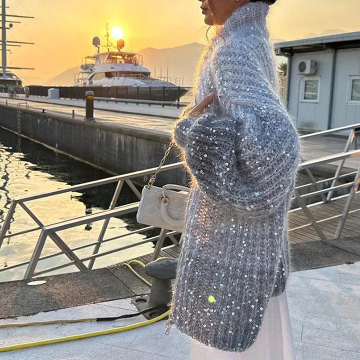 Stilla | Strikcardigan med palietter