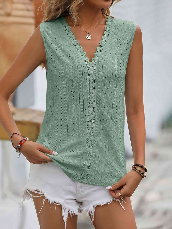 Stilla | Spliced Lace V-hals Udenærmelig Top