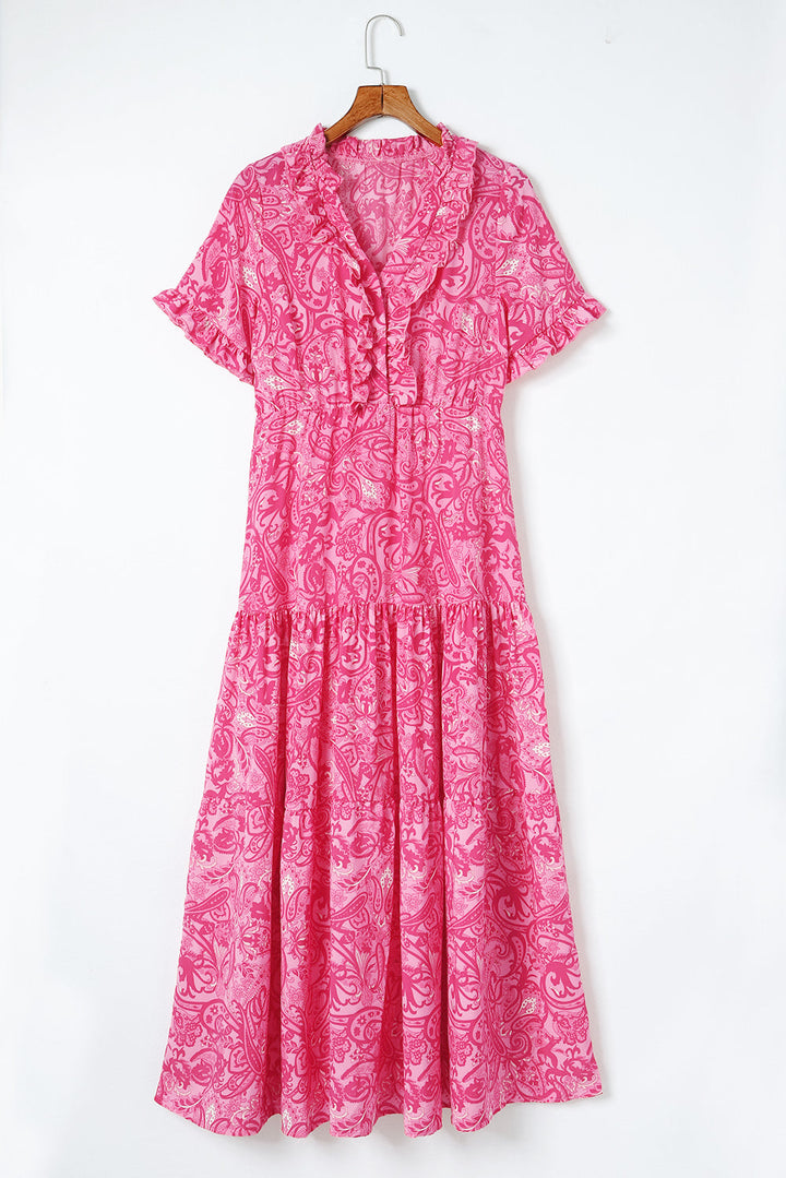 Stilla | Print Flounce Sleeve Maxi Kjole