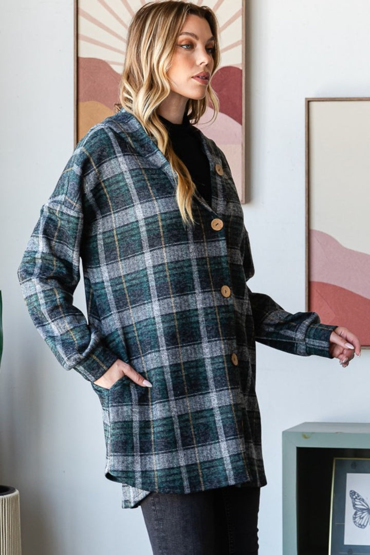 Stilla | Checks Heimish Hoodie Strikjakke Med Knapper og Lange Ærmer
